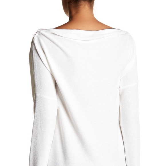 TOV White Asymmetrical Textured Grain Zipper Top - Picture 3 of 4